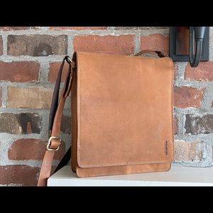 genuine leather crossbody messenger 13” laptop bag